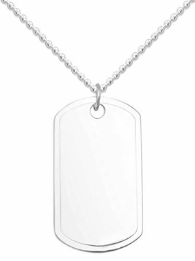 Sterling Silver Dog Tag Necklace Engraveable with Bead Chain Pretty Pair Unique Glow