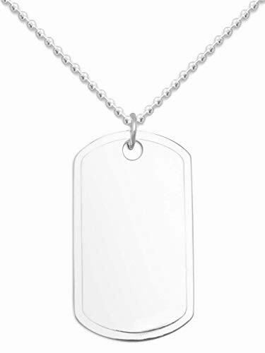 Custom Design Pieces Sterling Silver Dog Tag Necklace Engraveable with Bead Chain