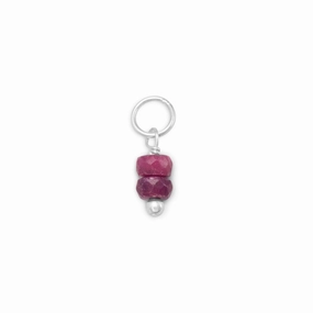 Sterling Silver Dyed Red Corundum Bead Charm Handcrafted Pieces family gathering