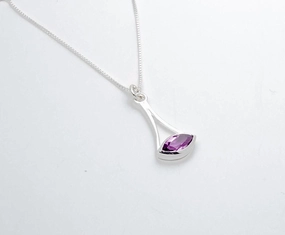 Sterling Silver Geometric Amethyst Pendant Modern Charm Bridal Moment