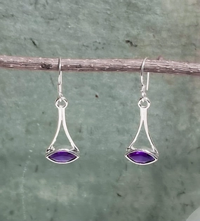 Sterling Silver Geometric Earring With Amethyst Starry Night
