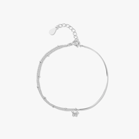 Maximalist Energy Easy Journey Sterling Silver Half-Beaded Bracelet with Spirit Star Zirconia