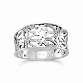 Contemporary accessory Romantic Craft Sterling Silver Heart Design Filigree Ring