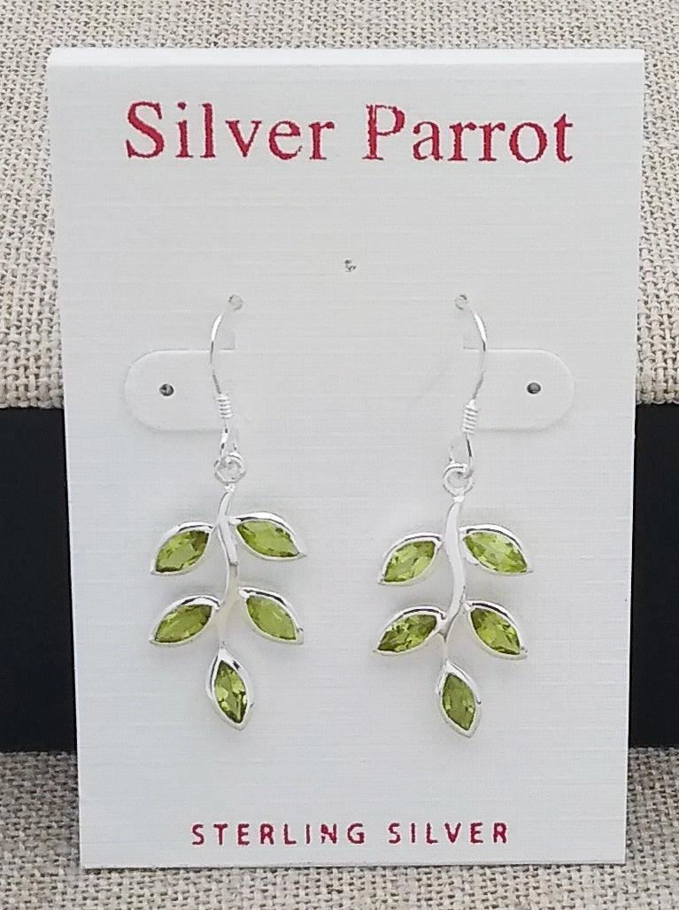 Rich Detailing Chic Appeal Sterling Silver Leaf Earring In Amethyst Or Peridot