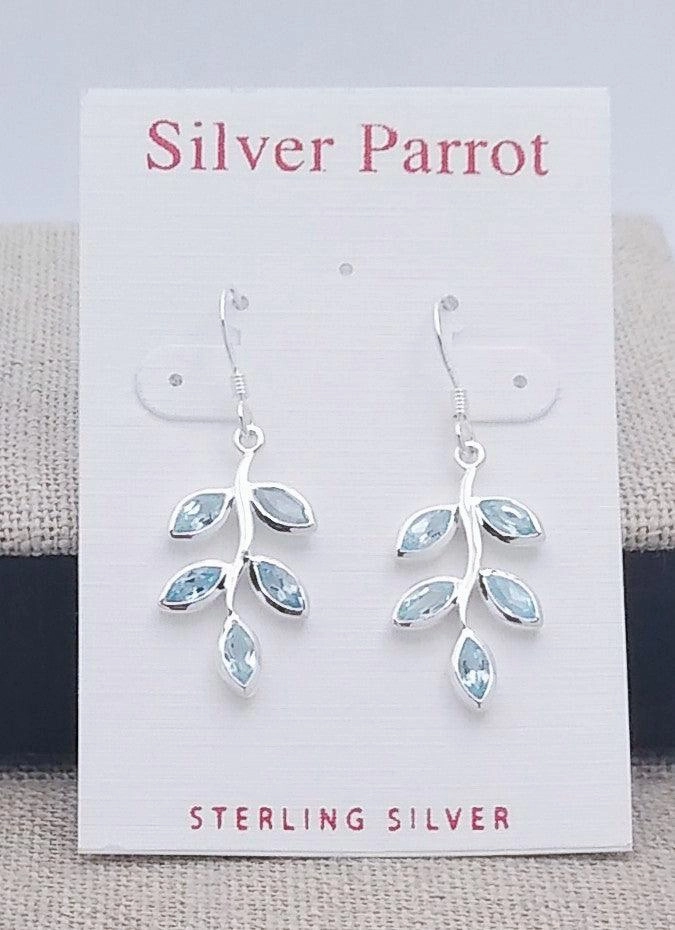 Moonlight Mood Sterling Silver Leaf Earring In Amethyst Or Peridot