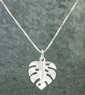 Bridal Ready Sterling Silver Monstera Leaf Pendant