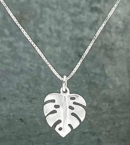 Bridal Ready Sterling Silver Monstera Leaf Pendant