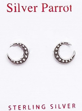 Minimalist Touch Night Out Sterling Silver Moon Studs