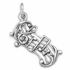 Sterling Silver Music Staff Sheet Music Charm Eye-Catching Craft
