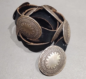 Sterling Silver Navajo Concho Belt - Handmade Native American Timeless Finish Night Spark