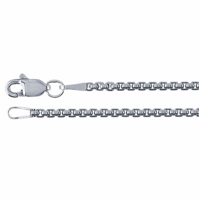Classic Lady Romantic Style Sterling Silver Oxidized 1.7mm Rounded Box Chain - 20"