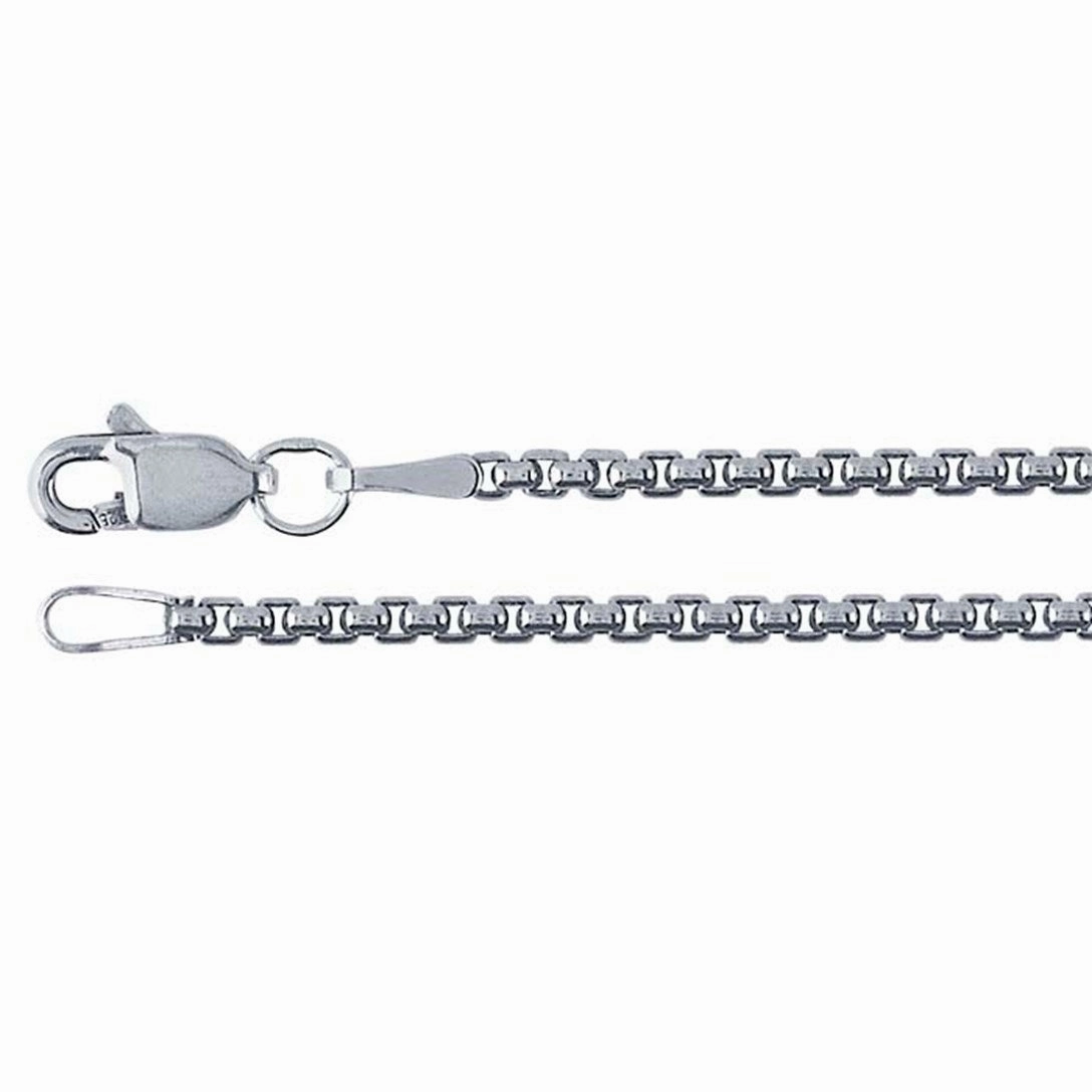 Classic Lady Romantic Style Sterling Silver Oxidized 1.7mm Rounded Box Chain - 20"