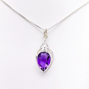 Trend Accent Sterling Silver Pendant with Large Amethyst