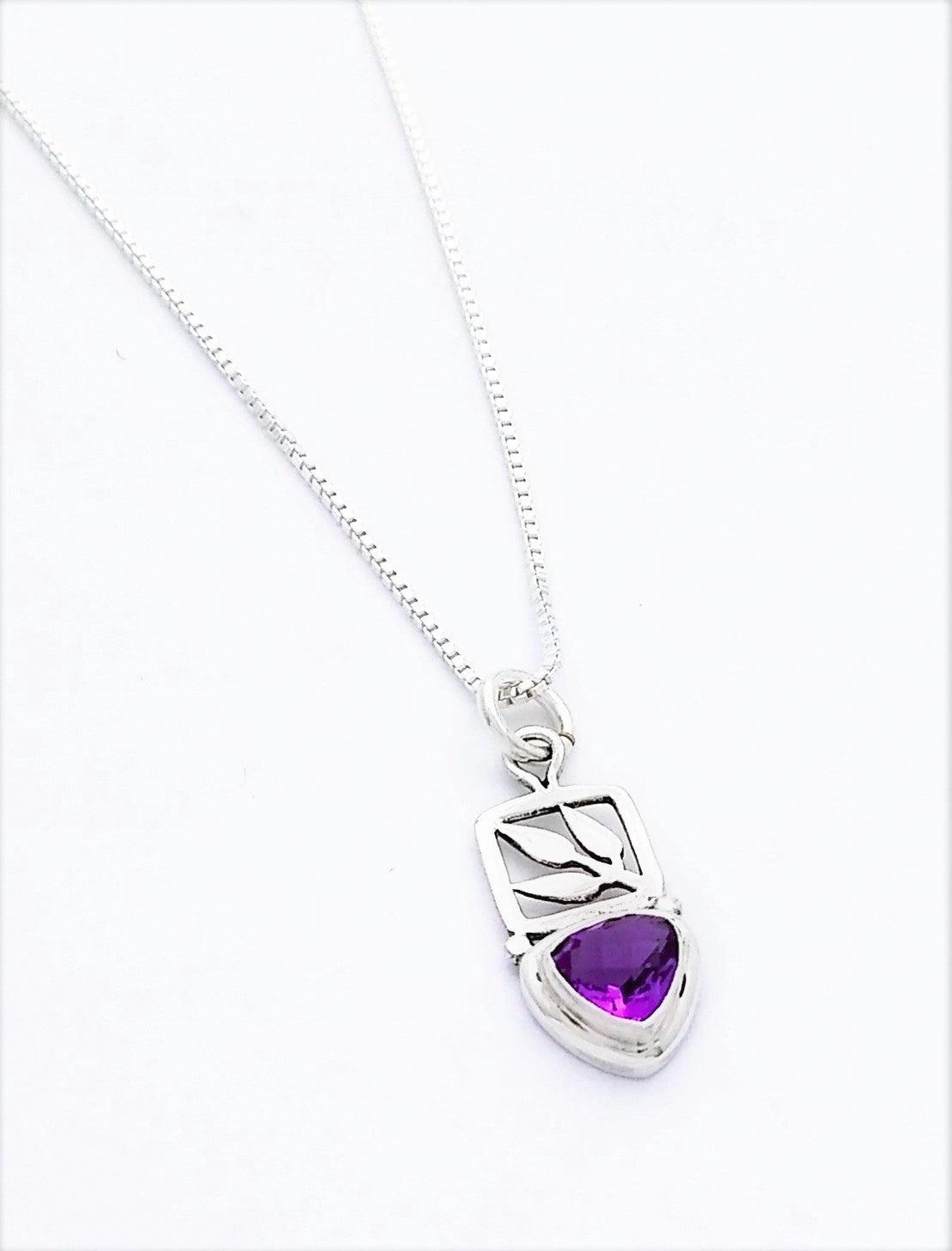 Fresh Elements Sterling Silver Pendant with Stone and Leaf Detail