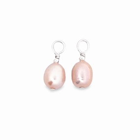 Chic Form Anniversary Surprise Sterling Silver Pink Freshwater Pearl Earring Charms
