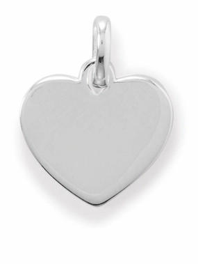 Style Statement Minimal Sparkle Sterling Silver Polished Heart Charm Pendant Engraveable with Ring