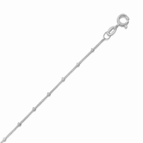 Fashion Glow Cultural Touch Sterling Silver Satellite Chain Anklet with Bead Accent Adjustable Length