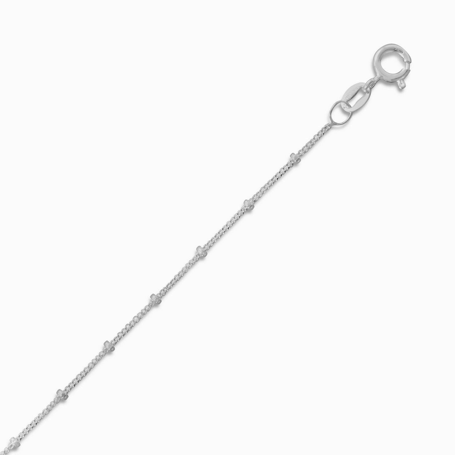 Fashion Glow Cultural Touch Sterling Silver Satellite Chain Anklet with Bead Accent Adjustable Length