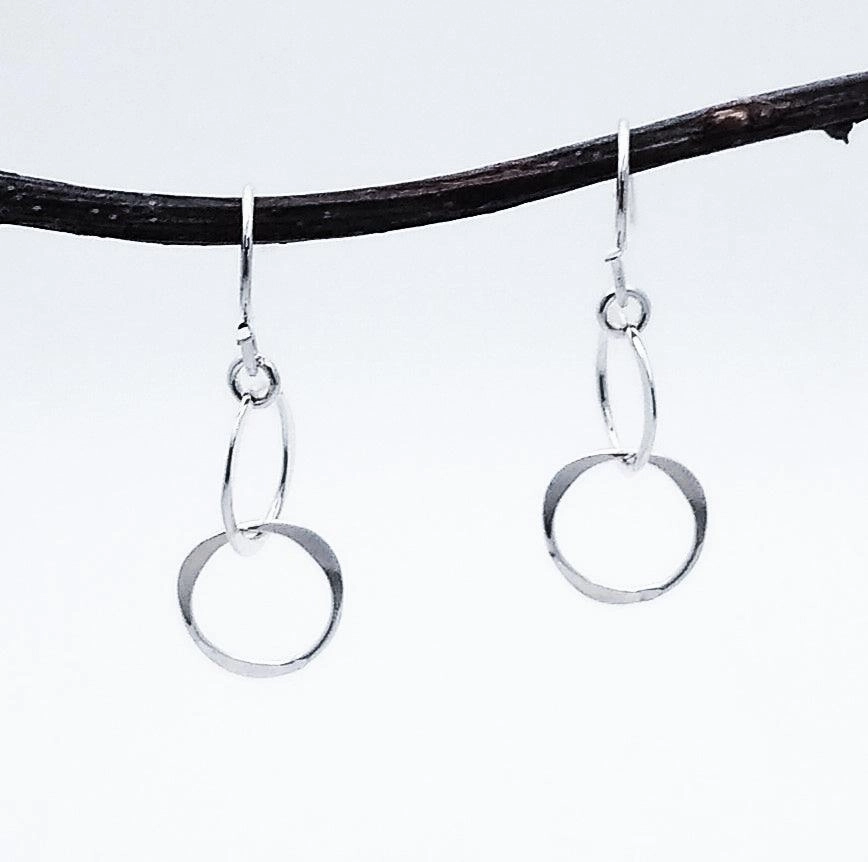 Sterling Silver Small 2 Circle Dangles Sleek Glow