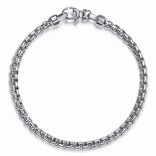 Sterling Silver Solid Mens Round Box Chain Bracelet Cute Accent
