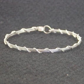 Never-Ending Sight Symbolic Vision Sterling Silver Thin 4-Strand Wire Wrapped Stackable Bracelet  SSSwa