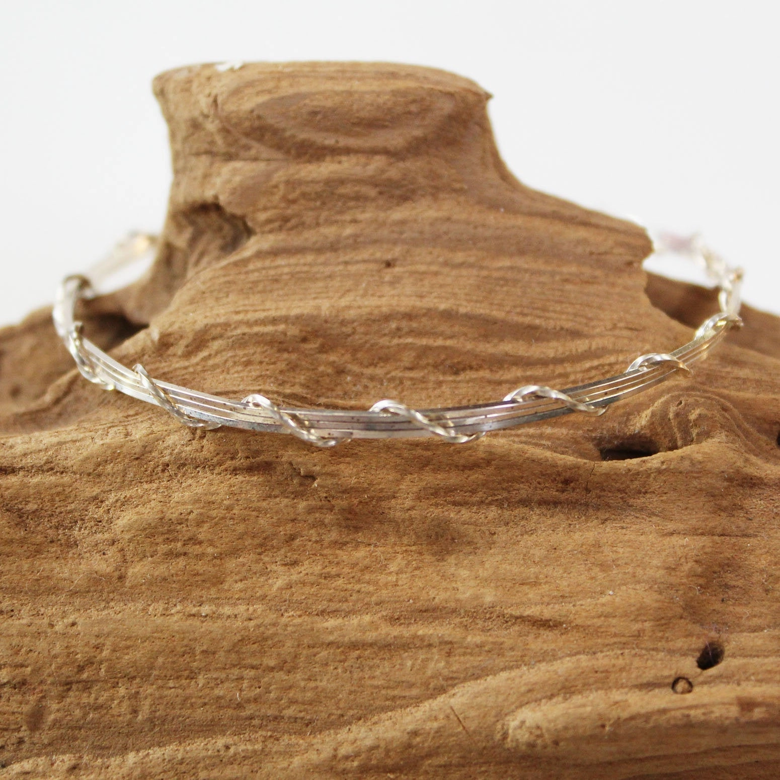 Sterling Silver Thin 4-Strand Wire Wrapped Stackable Bracelet  SSSwa Heavenly Piece