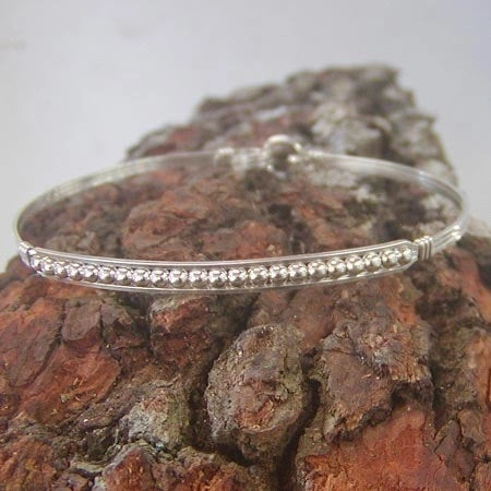 Sterling Silver Tiny Beads Wire Wrapped Stackable Bracelet Infinite Perspective