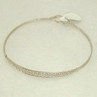 Sterling Silver Tiny Beads Wire Wrapped Stackable Bracelet Night Out