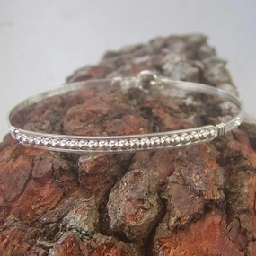 Sterling Silver Tiny Beads Wire Wrapped Stackable Bracelet Infinite Perspective