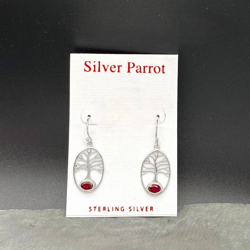 Refined Glow Vivid Glow Sterling Silver Tree of Life Earrings. 4 Available Stones
