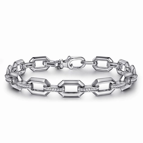 Sterling Silver White Sapphire Link Chain Tennis Bracelet Effortless Edge Gift Appeal
