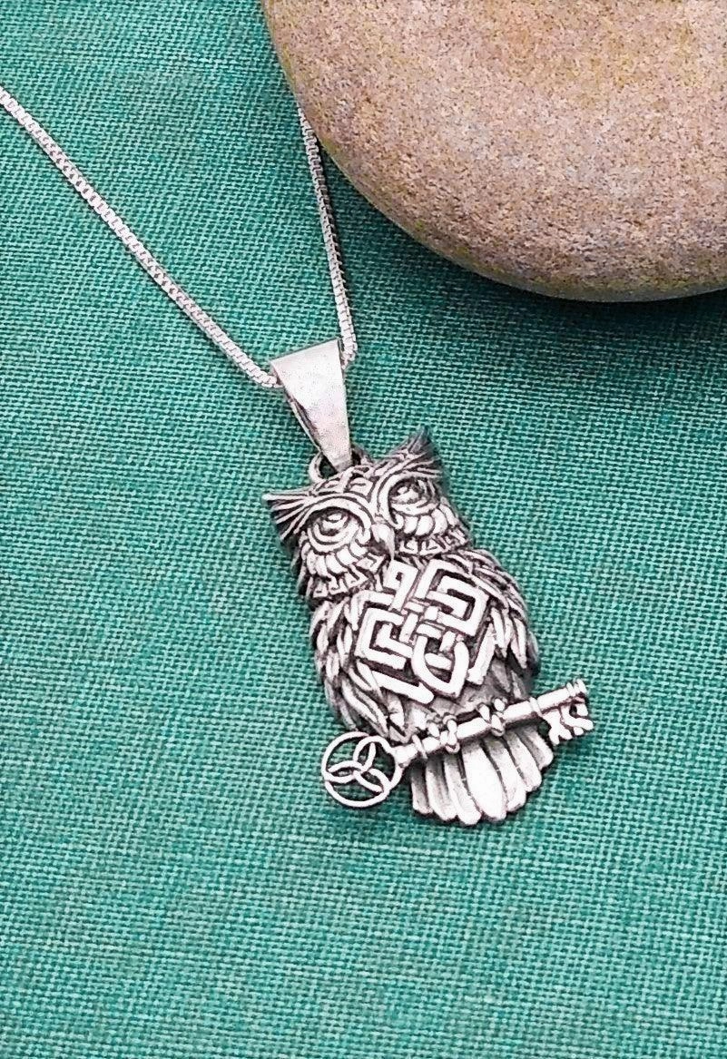 Distinctive Jewelry Pieces Stylish Twist Sterling Silver Wise Celtic Owl Pendant