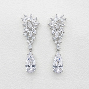 Party Design Stimulated Diamond Pear Drop Earrings