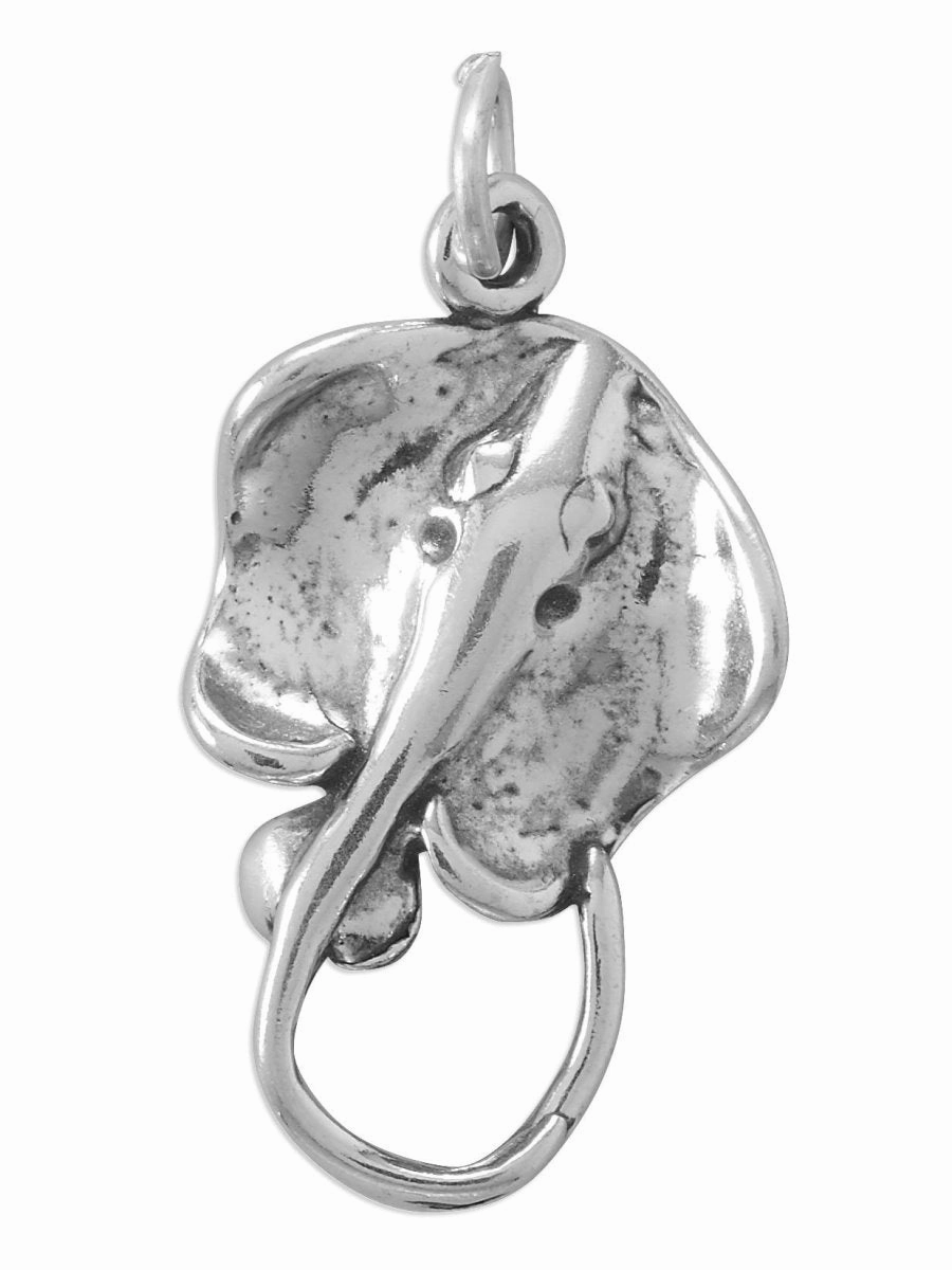 Sparkle Surface Eye-Catching Detail Stingray Charm Sterling Silver