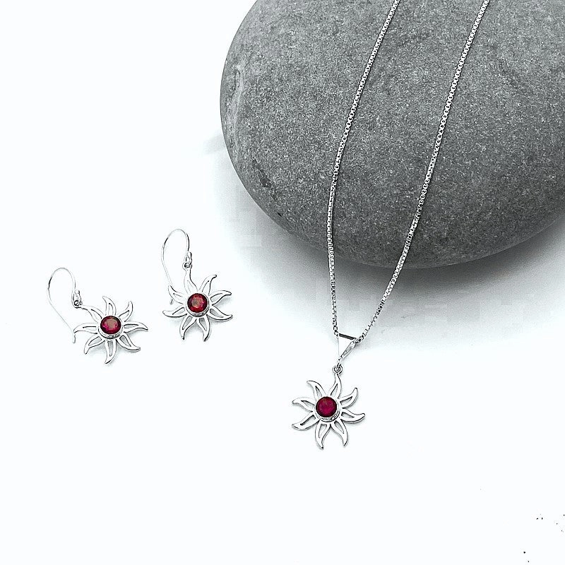Elegant Edge Stone Sun Sterling Silver Dangles