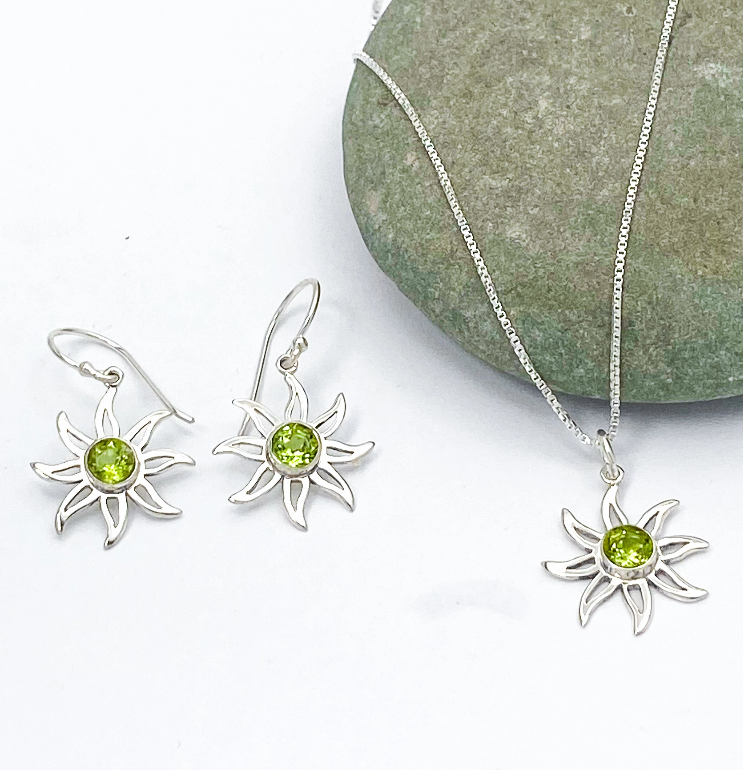 Stone Sun Sterling Silver Dangles Charming Craft