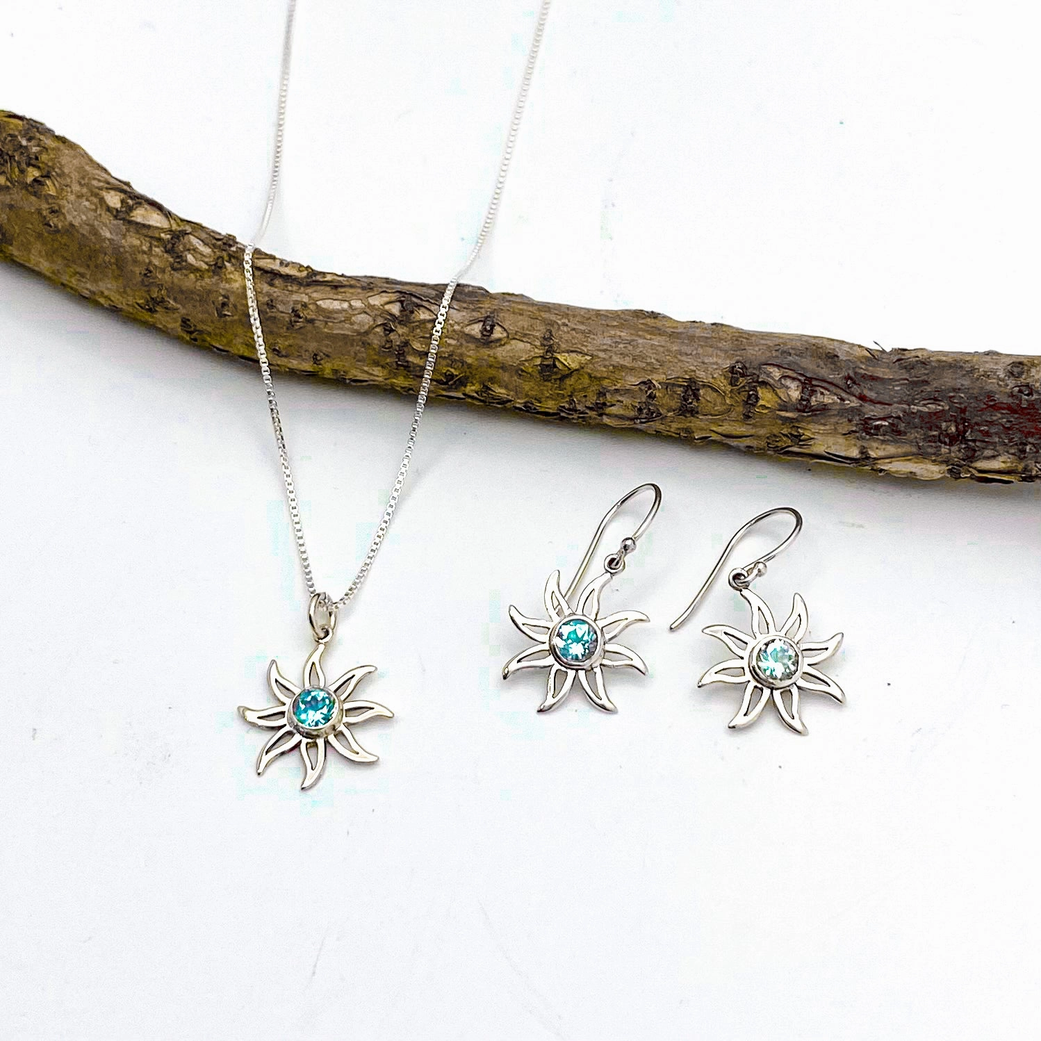 Stone Sun Sterling Silver Dangles Bridal Style Modern Spark