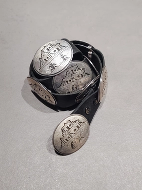 Storyteller Overlay - Sterling Silver Concho Belt - Handmade Native American Smooth Surface