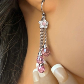 Hawaiian Scroll  Plumeria CZ Ekolu  Dangle Earrings Lovely Item