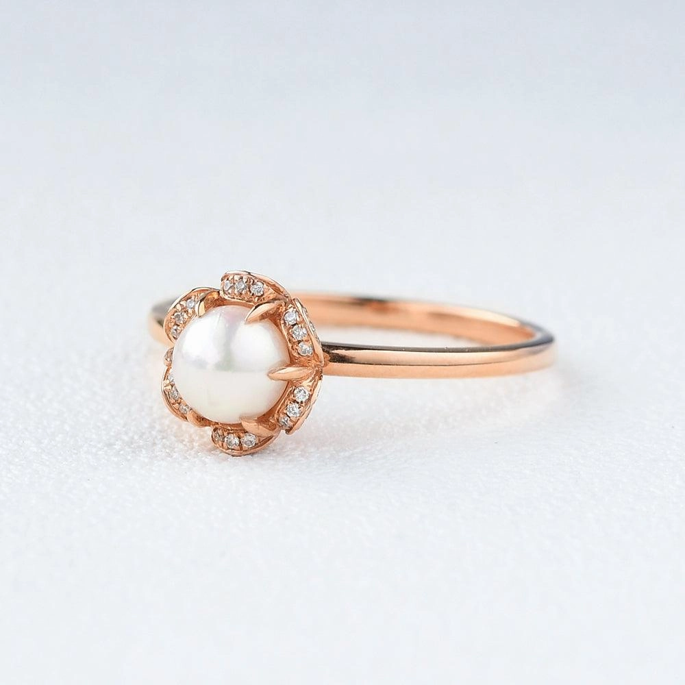 Cocktail Hour 6mm Akoya Pearl Rose Gold Ring