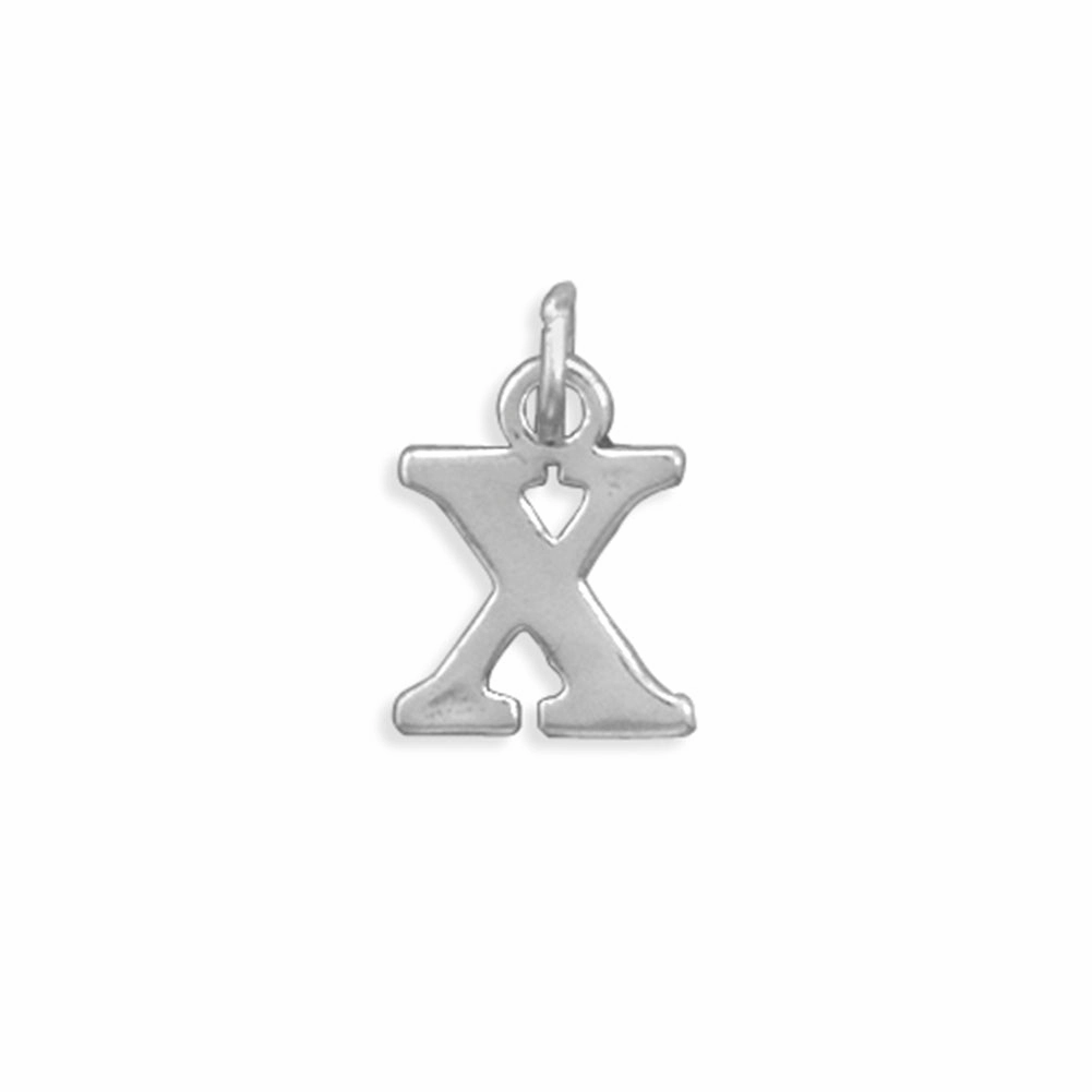 Night Detail Alphabet Letter X Charm Sterling Silver - Made in the USA