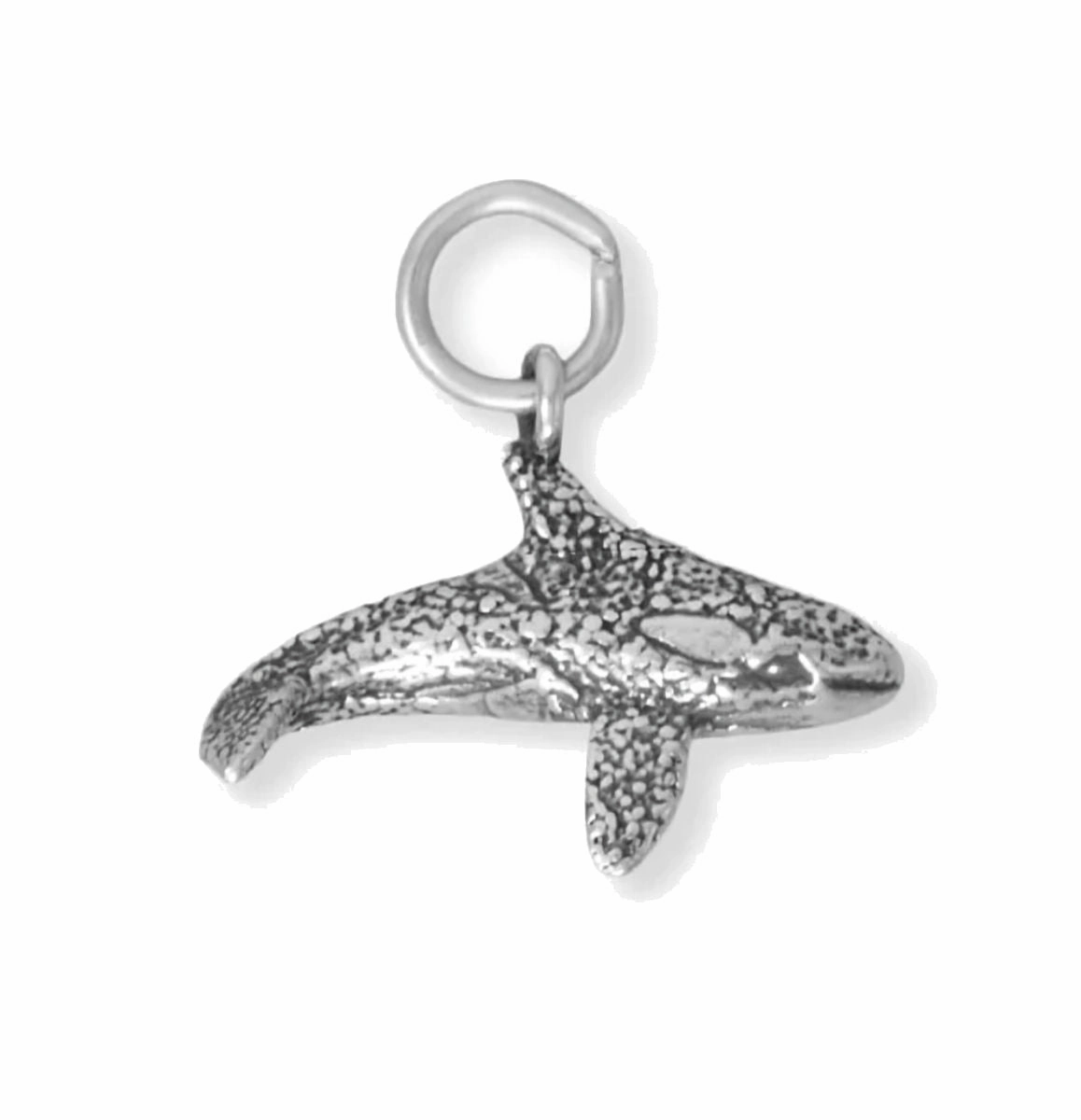 Distinct Highlight Orca Whale Charm Sterling Silver
