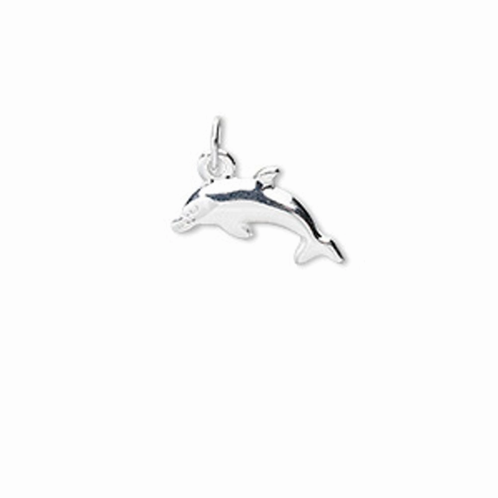 Dolphin Charm Polished Sterling Silver Sleek Texture Polished Layer
