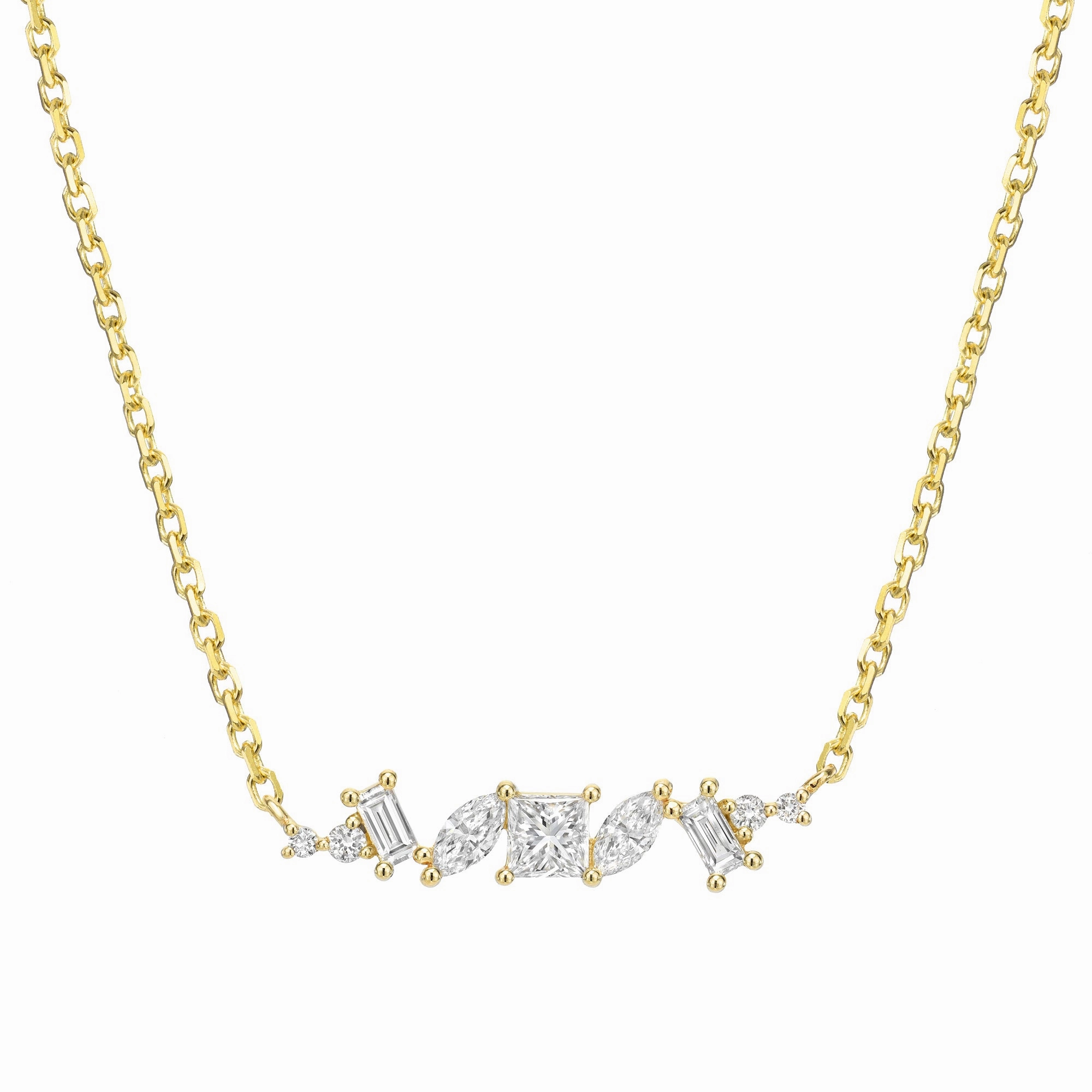 Chaos Necklace - 18k Gold   Diamonds Retro Style