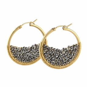 Linear Item Lightweight Vibe Silver Crystal Medium Hoops - 14k Gold Fill   Crystal