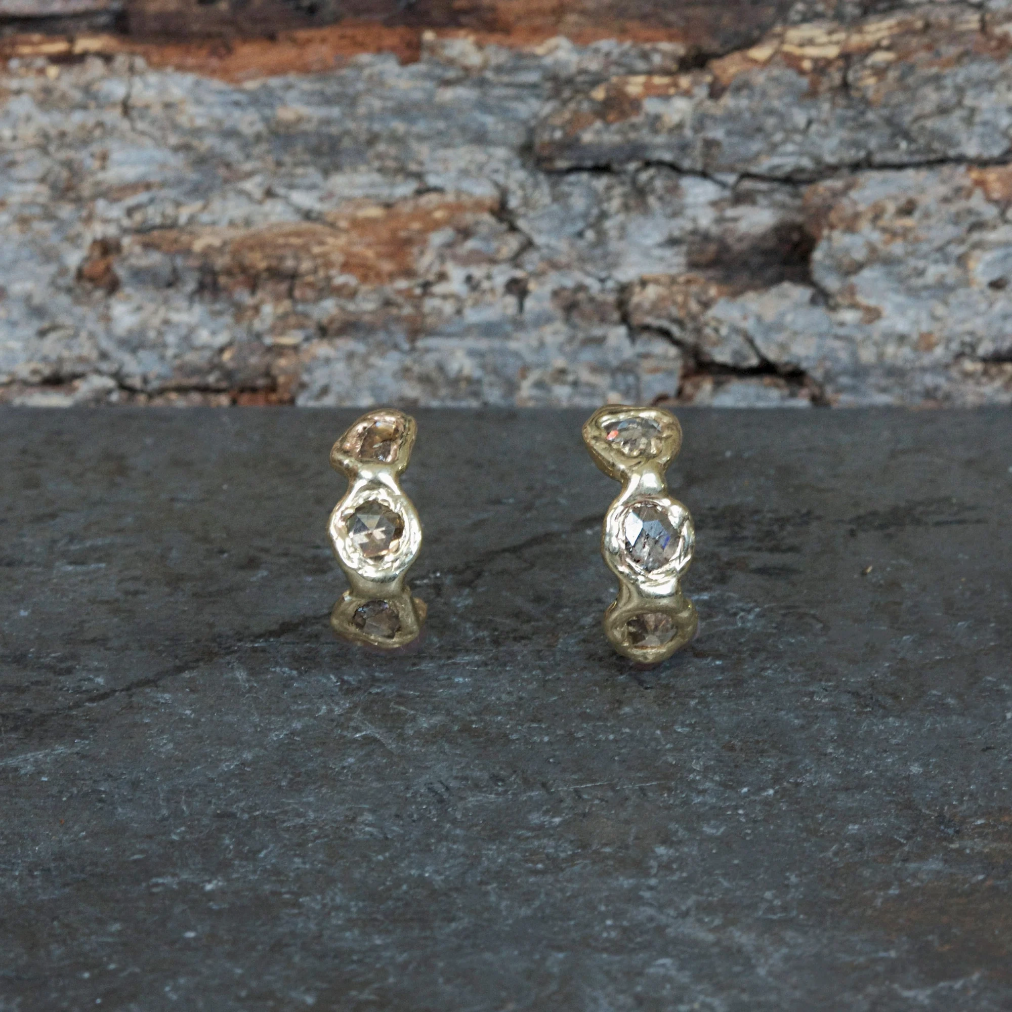 Mirage Huggies - 14k Gold   Diamonds Classic Finish Decorative Jewelry