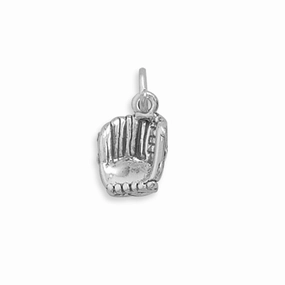 Glam Look Minimal Charm Baseball Mitt Charm Sterling Silver, Made in the USA