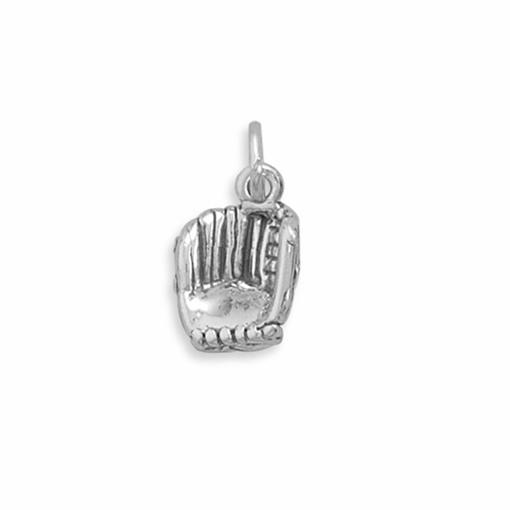 Glam Look Minimal Charm Baseball Mitt Charm Sterling Silver, Made in the USA