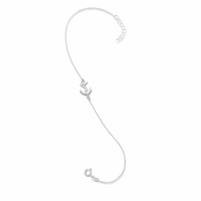 Lightweight Glam Anchor Ankle Bracelet Anklet Chain Sterling Silver Adjustable Length, 9