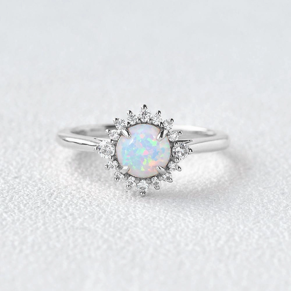 Lab Opal & Moissanite Rose Gold Ring Smart Finish Exclusive Finish